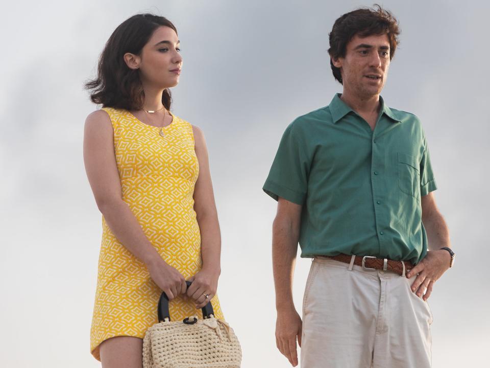 <p>Mellow yellow: De Angelis and Elio Germano in Sydney Sibilia’s ‘Rose Island’</p>Netflix/Simone Florena