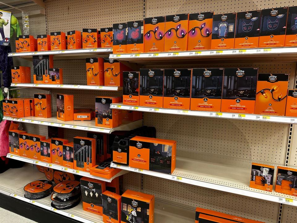 Halloween lights at Target in October 2023.