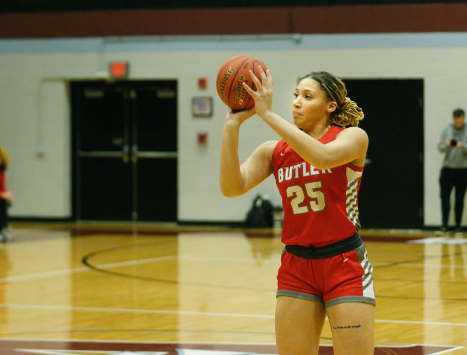 Butler’s Mariah Knight tries to make the shot against Assumption Tuesday night.
Feb. 06, 2024