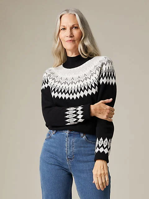 Hudson North Fair Isle Mockneck Sweater. Image via Hudson's Bay.