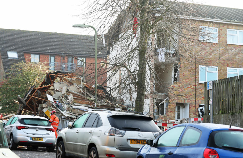 Emergency services attend the scene of the building collapse in Hampshire (PA Images)