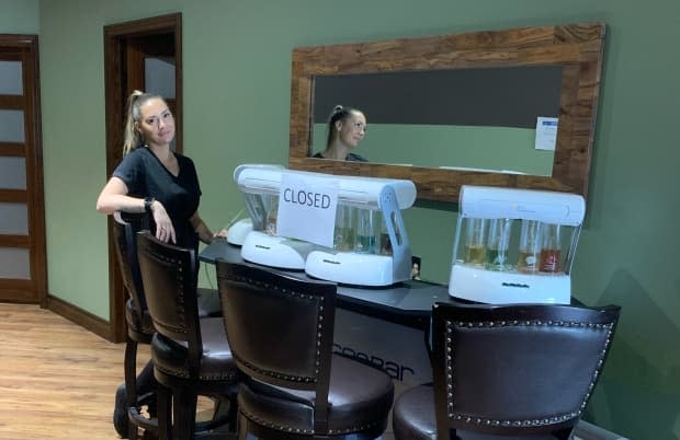 The oxygen bar at Gold Tan & Sunset Spa in Mississauga has been closed since the pandemic began. It's the only type of business still required to stay closed by the Ontario government, under the province's reopening plan. 'We haven’t been told really why either,' says Julie Baker, the spa's owner. (Submitted by Julie Baker - image credit)