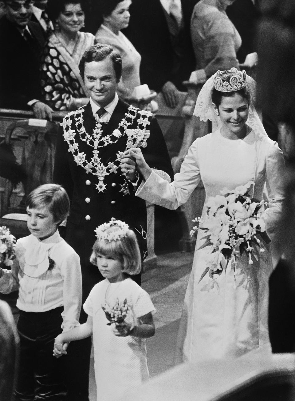 The couple also married at Stockholm Cathedral, with Silvia wearing the cameo tiara.