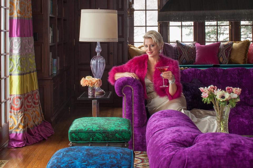 Dorinda Medley in the Library at Blue Stone Manor