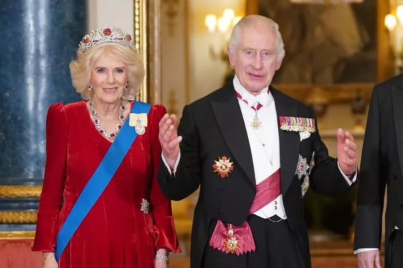 The King and Queen at the banquet during the last state visit in November by President of South Korea Yoon Suk Yeol (Yui Mok/PA)