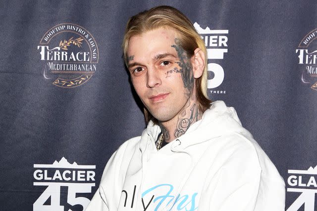 <p>Gabe Ginsberg/Getty</p> Aaron Carter arrives at the "Kings of Hustler" male revue at Larry Flynt's Hustler Club in February 2022 in Las Vegas