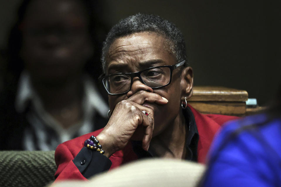 Judge Melissa Boyd appears in court for a hearing to determine if her bond will be revoked in Memphis, Tenn., on Wednesday, Mar. 27, 2024. (Patrick Lantrip/Daily Memphian via AP)