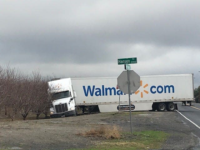 A Walmart truck near Hansen Road in Tracy.