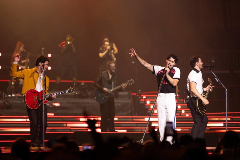 The Jonas Brothers perform at the Spectrum Center in Charlotte, North Carolina on September 30, 2023.
