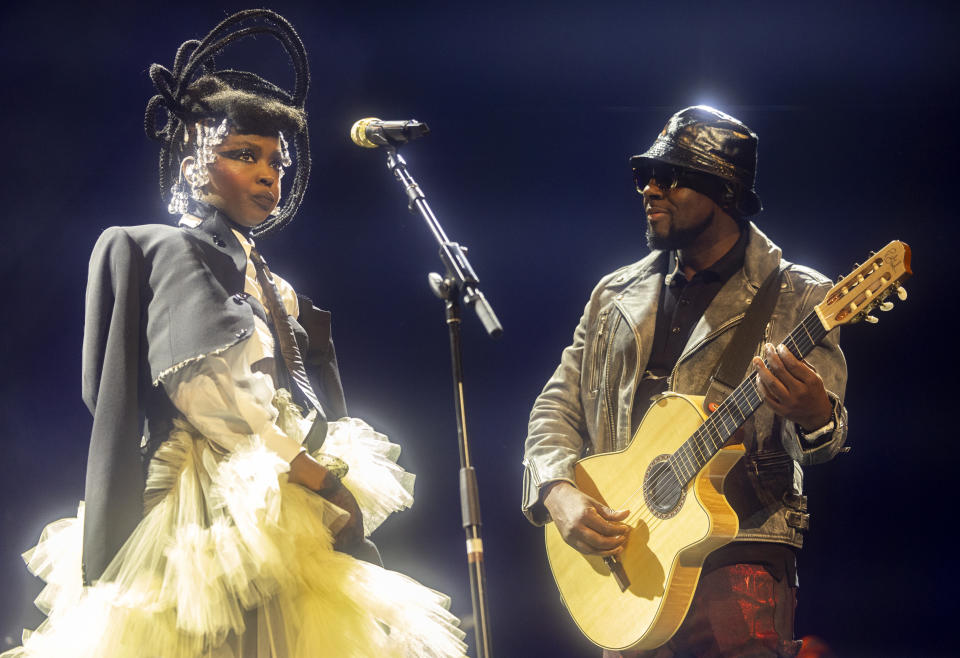 Lauryn Hill and Wyclef Jean of The Fugees at In Concert: Ms. Lauryn Hill & The Fugees: The Miseducation of Lauryn Hill 25th Anniversary Tour held at Crypto.com Arena on November 4, 2023 in Los Angeles, California.