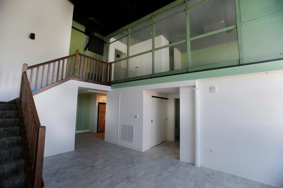 A view of the pressroom apartment inside the Press Apartments complex, Wednesday, April 24, 2024, in Sheboygan.