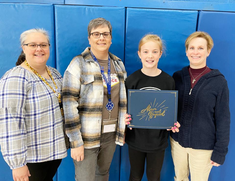 Leah Hansen, second from right, was named Cornell 5th-8th grade student of the month for January after being nominated by teachers Kendra Nelson, Leslie Coughlin and Karen Austin.