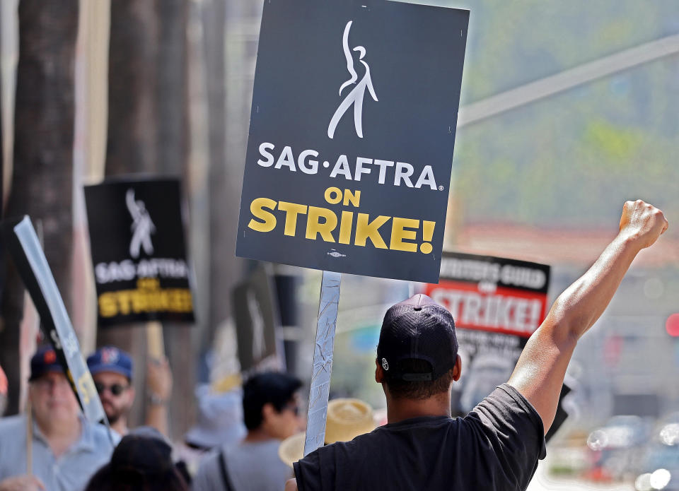 SAG-AFTRA strike sign held by protestor