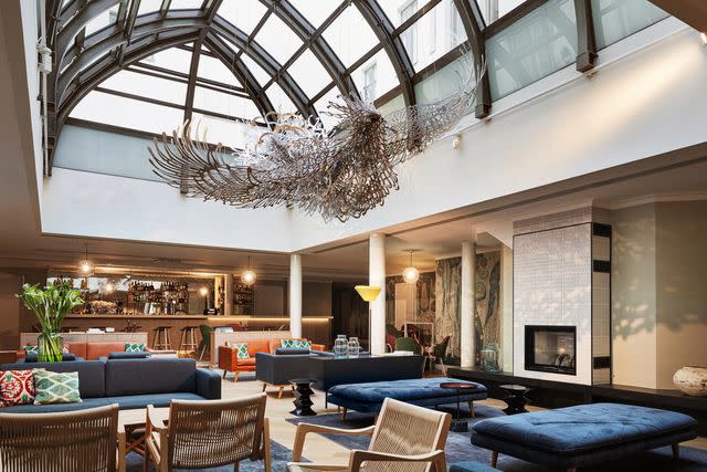 <p>Courtesy of Design Hotels</p> A sculpture by Pekka Jylha hangs in the Hotel St. George Wintergarden.
