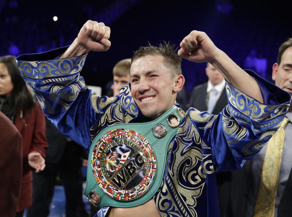 FILE - In this Sept. 17, 2017, file photo, Gennady Golovkin r