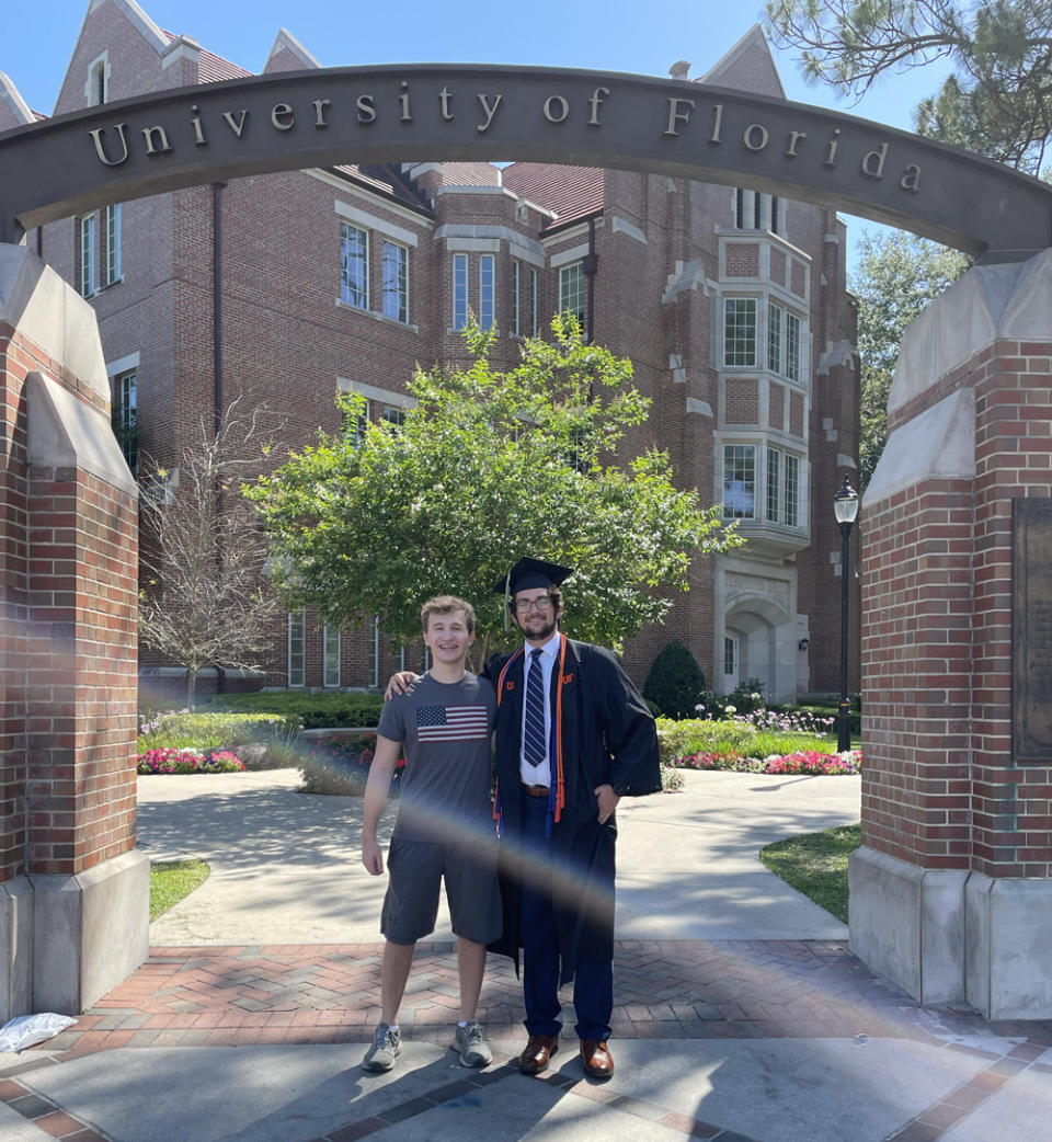 University of Florida student Graham Bernstein joins Konstantin Nakov for his graduation in May 2023. 