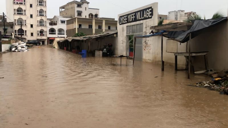 Social media video grab of flooding in Lycee de Yoff Village in Dakar, Senegal