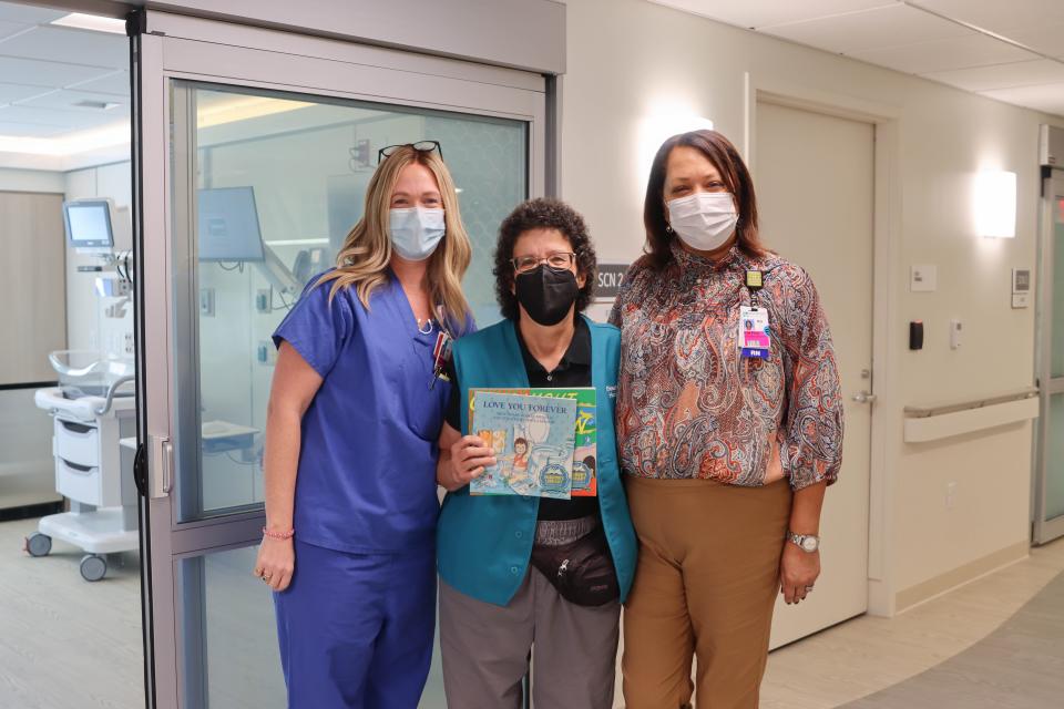 Left to right: Medical Director of the Special Care Nursery St. Luke’s Hospital, Dr. Jessica Slusarski; recently retired St. Luke's maternity ward nurse and current volunteer, Sharon Souza; and St. Luke’s Women and Children’s Pavilion Executive Director and RN Kim Pina are seen together in St. Luke's Hospital's new Special Care Nursery unit.