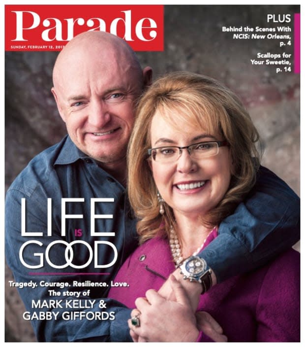 <p>“I thought she was way out of my league,” astronaut Mark Kelly told <em>Parade</em> about then-congresswoman Gabby Giffords. But a <a href="https://parade.com/947443/parade/best-friend-quotes" rel="nofollow noopener" target="_blank" data-ylk="slk:friendship;elm:context_link;itc:0;sec:content-canvas" class="link ">friendship</a> bloomed; they emailed and chatted on the phone. Their <a href="https://parade.com/1211366/marynliles/first-date-questions/" rel="nofollow noopener" target="_blank" data-ylk="slk:first date;elm:context_link;itc:0;sec:content-canvas" class="link ">first date</a>: Giffords asked Kelly to come with her to see death row at the Arizona State Prison. Giffords was smitten. “I remember Gabby telling me she met this fellow, and then she giggled,” says Robert Reich, former labor secretary and a close family friend who gave a blessing at the couple’s wedding in 2007. “I said, ‘He must be tall and dark and very handsome,’ and she laughed and said, ‘No. He’s short and bald, and I love him.’”</p>