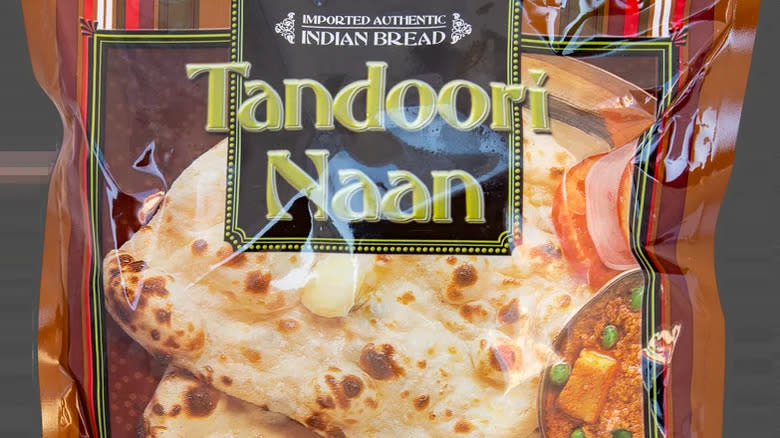Package of frozen tandoori naan