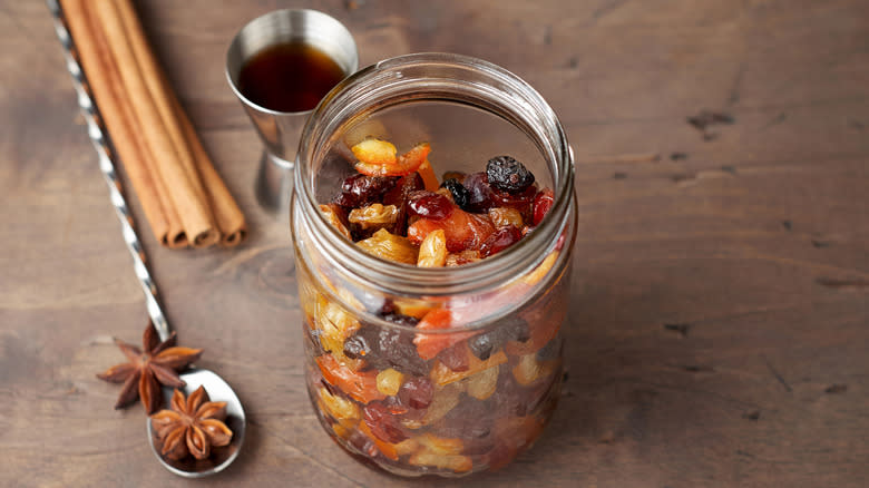 dried fruit jar with rum