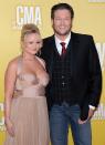 NASHVILLE, TN - NOVEMBER 01: (L-R) Miranda Lambert and Blake Shelton attend the 46th annual CMA Awards at the Bridgestone Arena on November 1, 2012 in Nashville, Tennessee. (Photo by Jason Kempin/Getty Images)