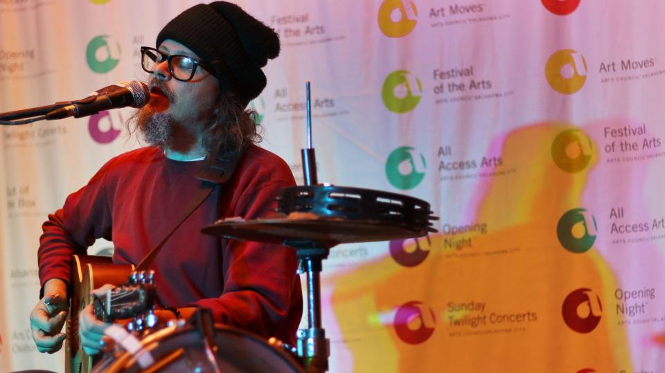 Mike Hosty plays in the lobby of City Hall during the Opening Night New Year's Eve event in downtown Oklahoma City, Tuesday, December 31, 2019.