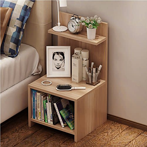 1) Contemporary Wood Shelf Nightstand