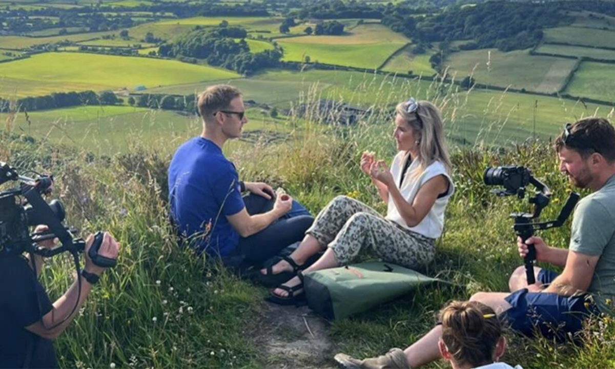 Dan Walker and Helen Skelton filming their latest travel series. (Instagram)