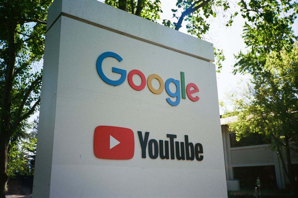  YouTube and Google signs at the Googleplex. 