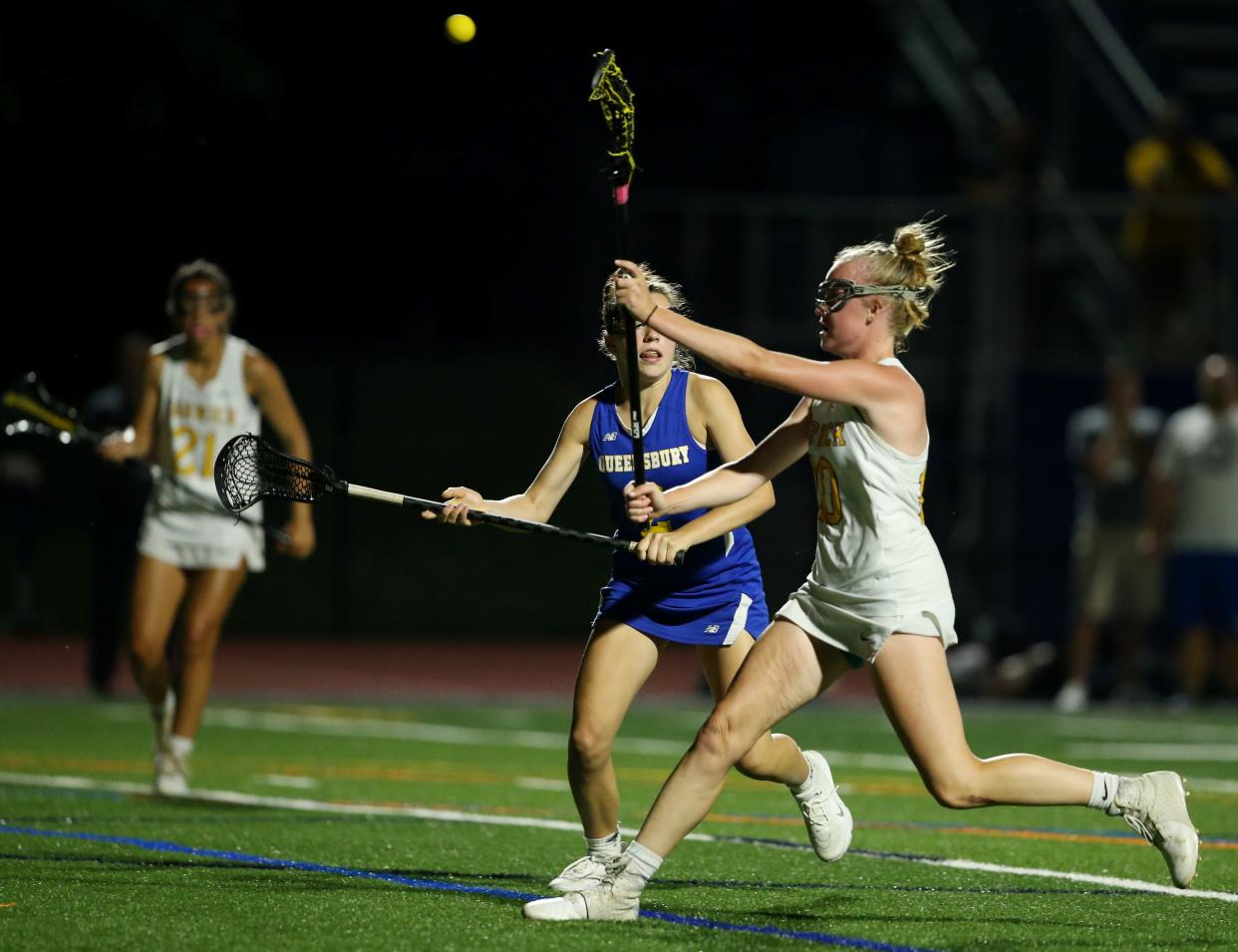 Warwick's Kiera Larney takes a shot on Queensbury's goal during Tuesday's Class B Sub-Regional game on May 31, 2022. 