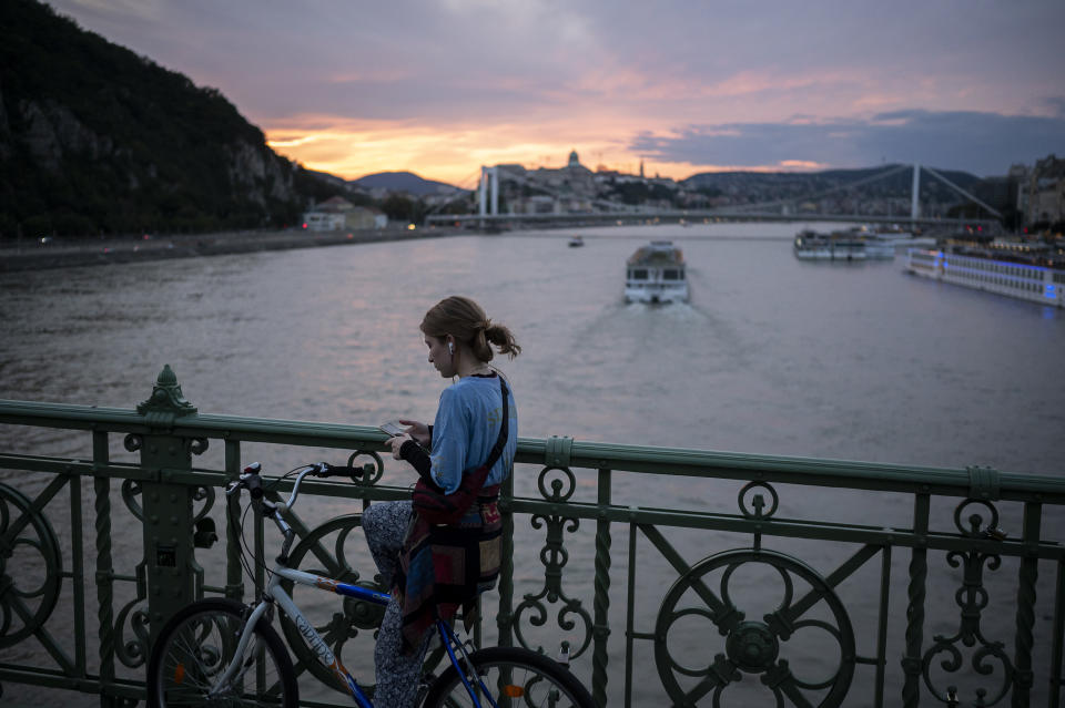 A general view of Budapest's city centre, on Wednesday, Aug. 9, 2023. Budapest hosts the World Athletics Championships from 19-27 August 2023. (AP Photo/Denes Erdos)