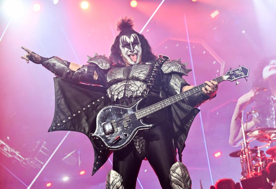 Gene Simmons spit (fake) blood and proved he's still the "God of Thunder" at KISS' farewell show in New York Dec. 2, 2023.