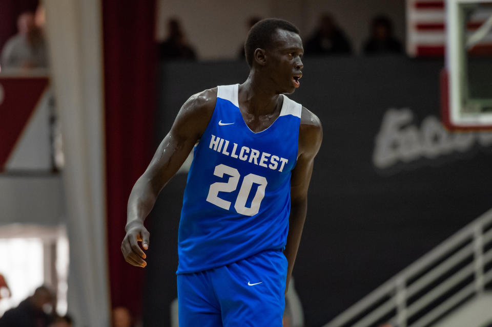 SPRINGFIELD, MA - JANUARY 19: Hillcrest Prep Bruins center Makur Maker (20) during the first half of the Spalding Hoophall Classic high school basketball game between the Hillcrest Prep Bruins and Sunrise Christian Academy Buffaloes on January 19, 2020 at Blake Arena in Springfield, MA (Photo by John Jones/Icon Sportswire via Getty Images)