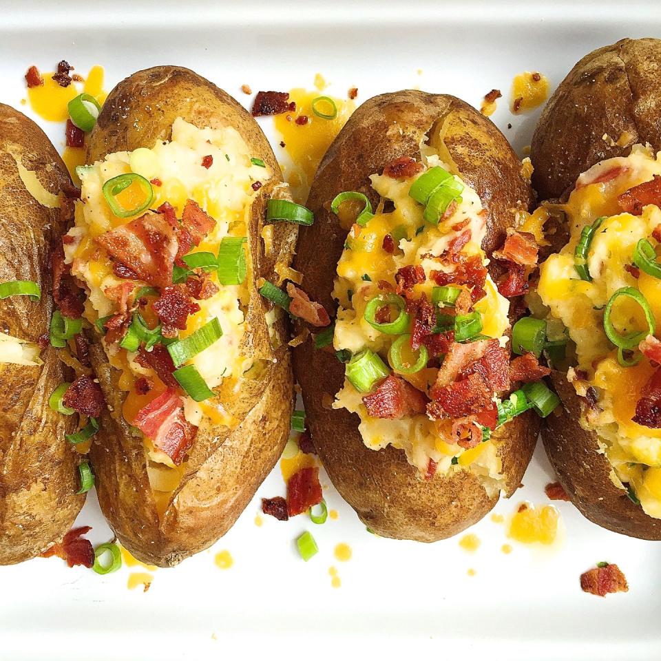 <p>We're still drooling over these stuffed spuds.</p><p>Get the recipe from <a href="https://www.delish.com/cooking/recipe-ideas/recipes/a43853/loaded-baked-potatoes-bacon-cheddar-recipe/" rel="nofollow noopener" target="_blank" data-ylk="slk:Delish;elm:context_link;itc:0;sec:content-canvas" class="link ">Delish</a>. </p>