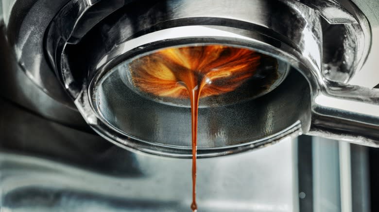 Espresso pouring from portafilter