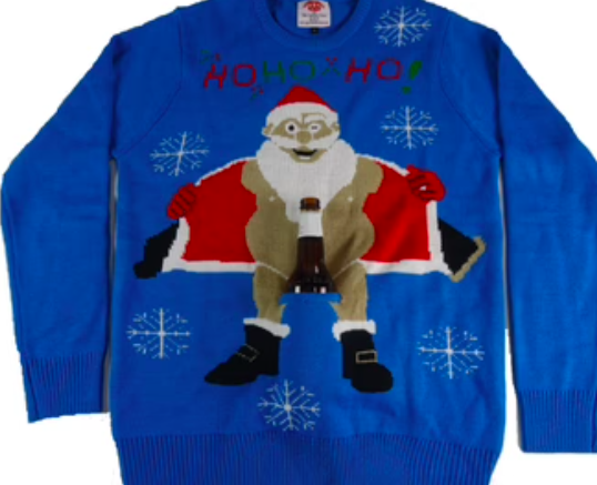 Santa Flashes Beer Holder Christmas Sweater, where to buy ugly christmas sweaters