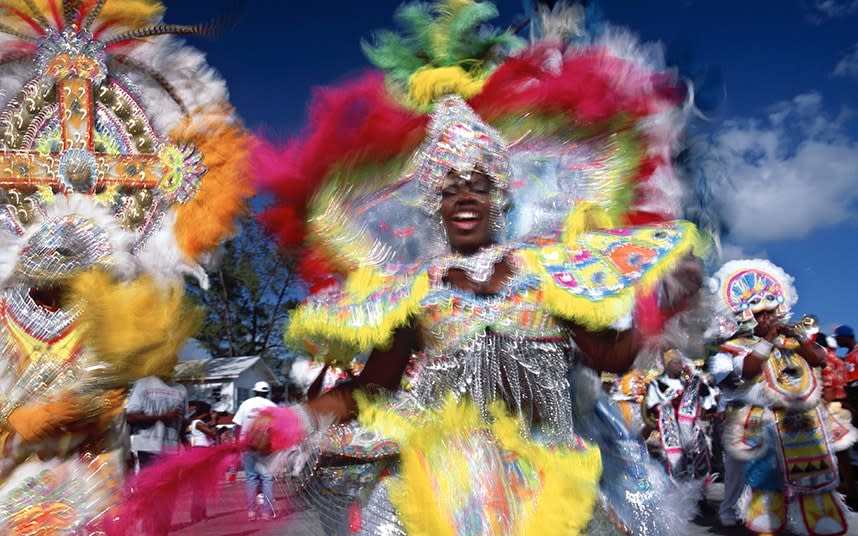 Colourful displays at the Junkanoo festival in the Bahamas - getty