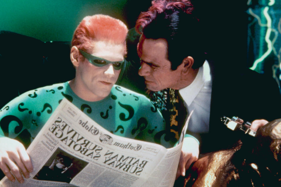 Jim Carrey and Tommy Lee Jones as the Riddler and Two-Face in 'Batman Forever.' (Photo: Warner Bros./courtesy Everett Collection)