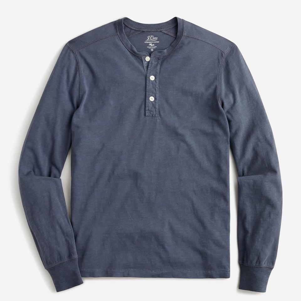 J.Crew Garment-Dyed Slub Cotton Henley; best henley shirts