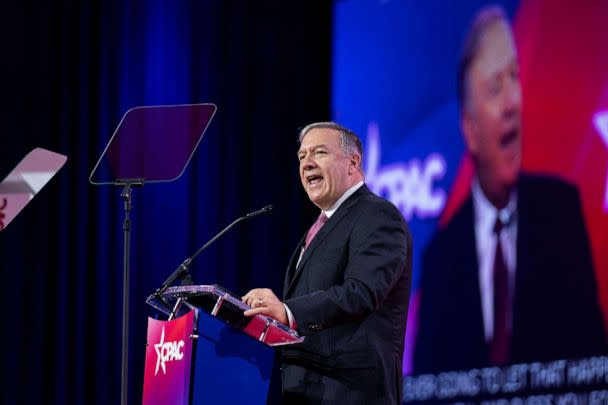 PHOTO: Mike Pompeo, former U.S. Secretary of State, speaks at the Conservative Political Action Conference (CPAC) at Gaylord National Convention Center, March 3, 2023, in National Harbor, Md. (Sarah Silbiger/Reuters)