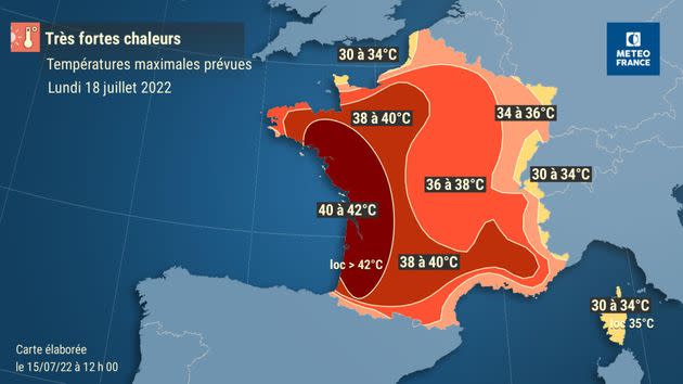 Cette carte météo présentée par Évelyne Dhéliat ressemble beaucoup à celle prévue pour 2050 (Photo: Météo France)