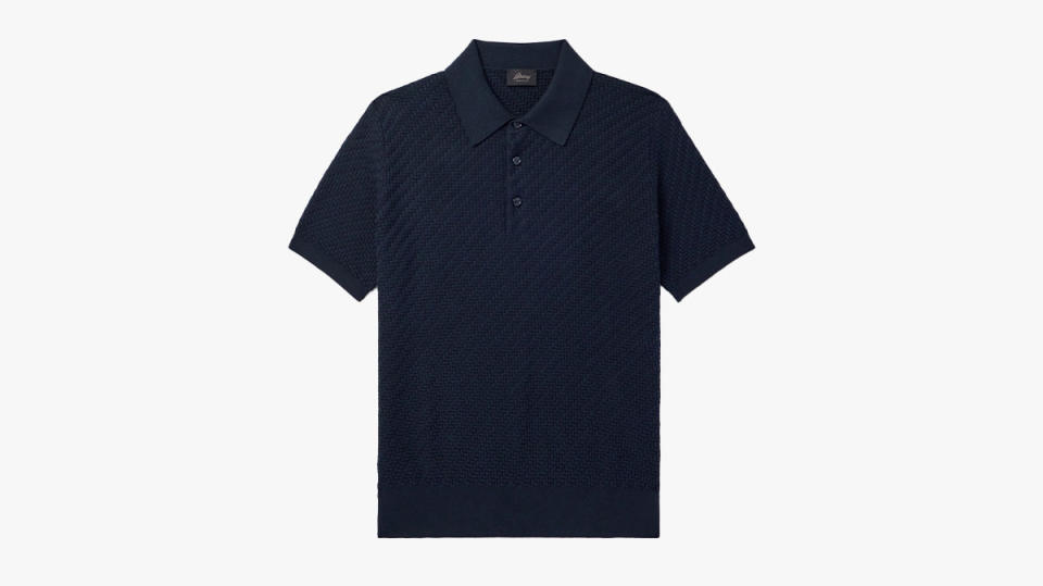 Brioni Slim-Fit Basketweave Cotton, Silk, and Cashmere-Blend Polo Shirt