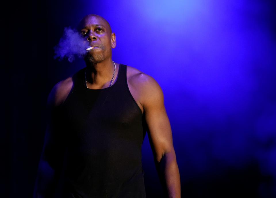 David Chappelle takes the stage to introduce rapper Snoop Dogg on the last night of the Cincinnati Music Festival Saturday July 23, 2023 at Paycor Stadium.