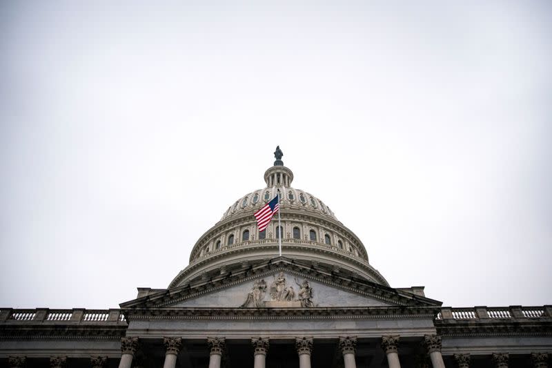 The U.S. flag flies at the U.S. Capitol in Washington