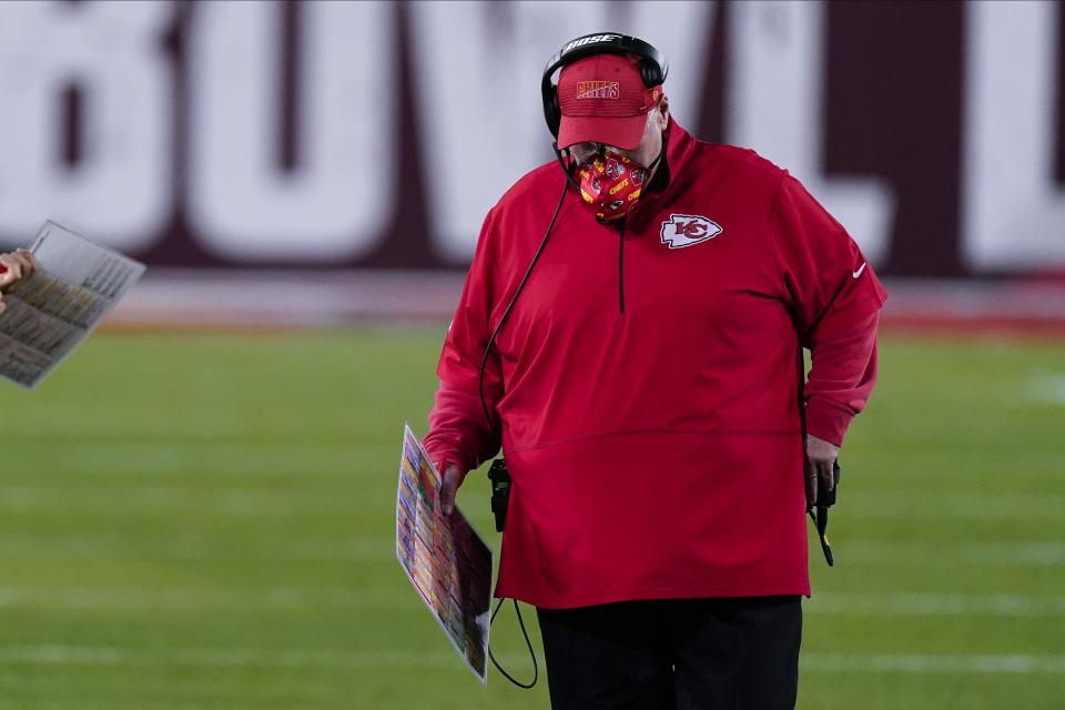 Head coach Andy Reid and the Chiefs didn't alter their identity for the Super Bowl despite a rash of injuries along the offensive line. (AP Photo/Mark Humphrey)