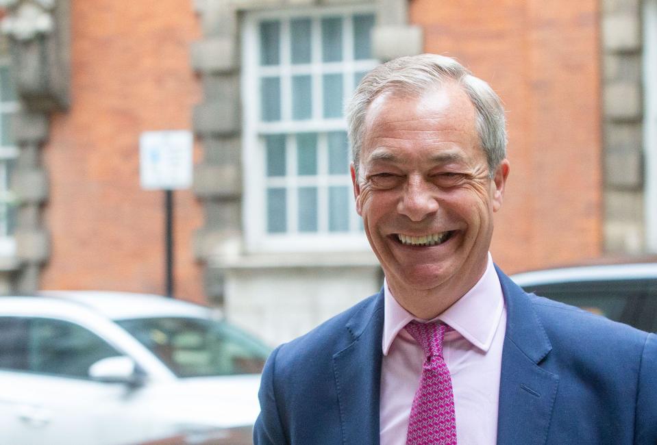 June 4, 2024, London, England, United Kingdom: Leader of Reform UK Party NIGEL FARAGE is seen in Westminster ahead of morning broadcast round. (Credit Image: © Tayfun Salci/ZUMA Press Wire) EDITORIAL USAGE ONLY! Not for Commercial USAGE!