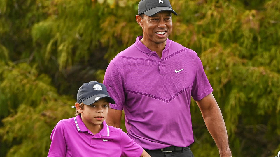 Tiger Woods teamed up with his son Charlie for the PNC Championships in Orlando, Florida over the weekend. (Photo by Ben Jared/PGA TOUR via Getty Images)