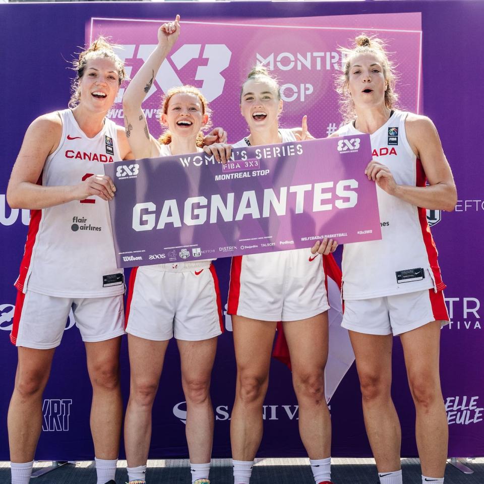 The Canadian women's 3x3 team defeated the U.S. under-24 team 21-12 in the final of the 2023 FIBA Women's 3X3 Basketball Series in Montreal on Sunday. (@FIBA3x3/Twitter - image credit)