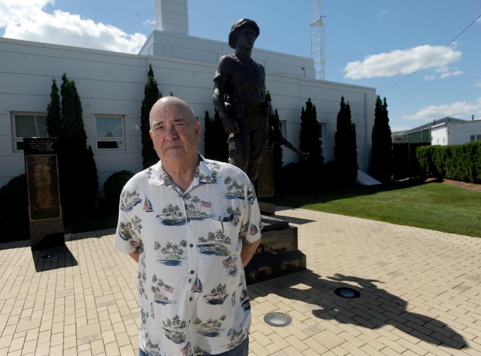 Ed Carr, executive director of the MetroWest Regional Transit Authority, will retire at the end of June. Carr, a Vietnam veteran, was responsible for the MetroWest Vietnam Memorial Monument, located at the MWRTA's Blandin Hub, pictured here, on Flag Day, June 14, 2022.